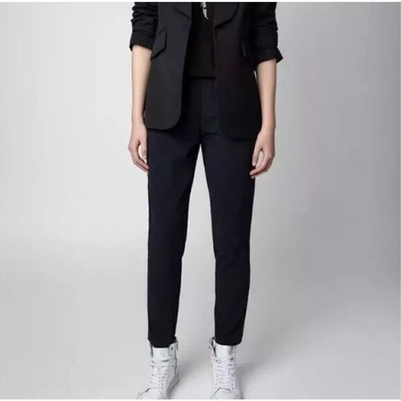 ZADIG & VOLTAIRE Navy Paula Band Pants Size Medium - Picture 9 of 11